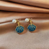 1 Pair Casual Beach Shell Enamel Pearl Alloy Drop Earrings