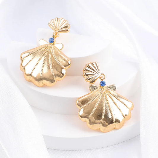 1 Pair Casual Beach Shell Inlay Alloy Copper Glass Drop Earrings