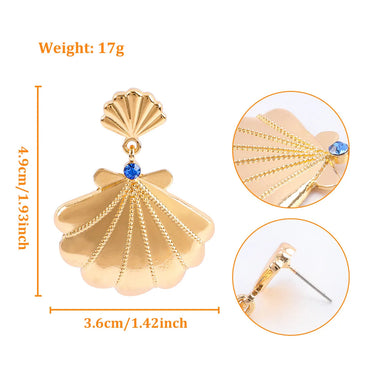 1 Pair Casual Beach Shell Inlay Alloy Copper Glass Drop Earrings