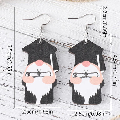 1 Pair Casual Book Doctoral Cap Wood Drop Earrings