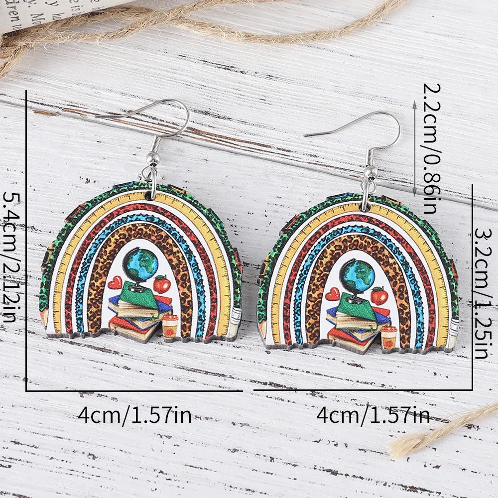 1 Pair Casual Book Doctoral Cap Wood Drop Earrings