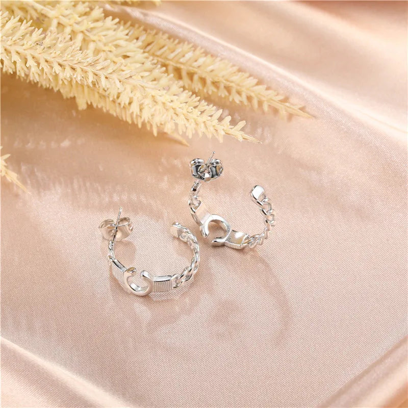 1 Pair Casual C Shape Knot Plating Stainless Steel 18k Gold Plated Ear Studs