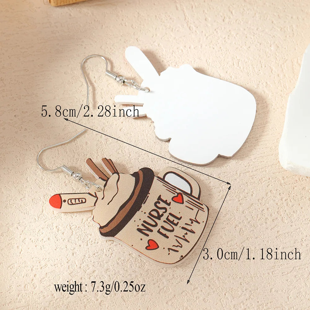 1 Pair Casual Cartoon Style Cup Arylic Silver Plated Drop Earrings