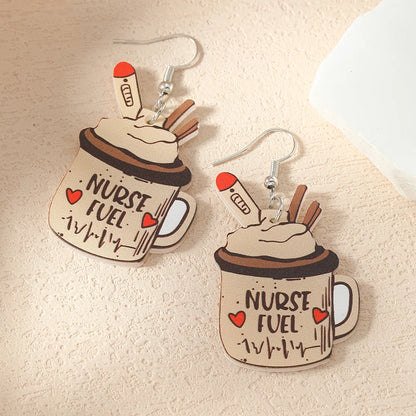 1 Pair Casual Cartoon Style Cup Arylic Silver Plated Drop Earrings