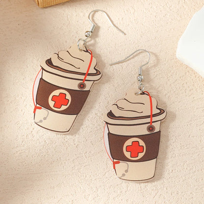 1 Pair Casual Cartoon Style Cup Arylic Silver Plated Drop Earrings