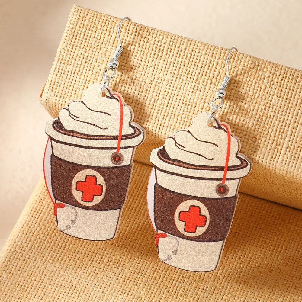 1 Pair Casual Cartoon Style Cup Arylic Silver Plated Drop Earrings