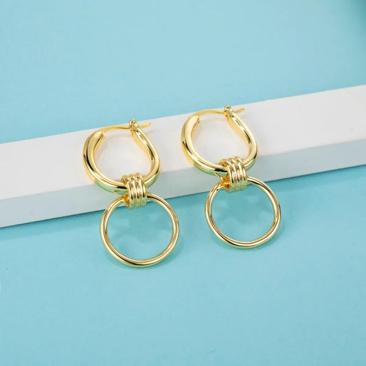 1 Pair Casual Circle Plating Copper 14k Gold Plated Earrings