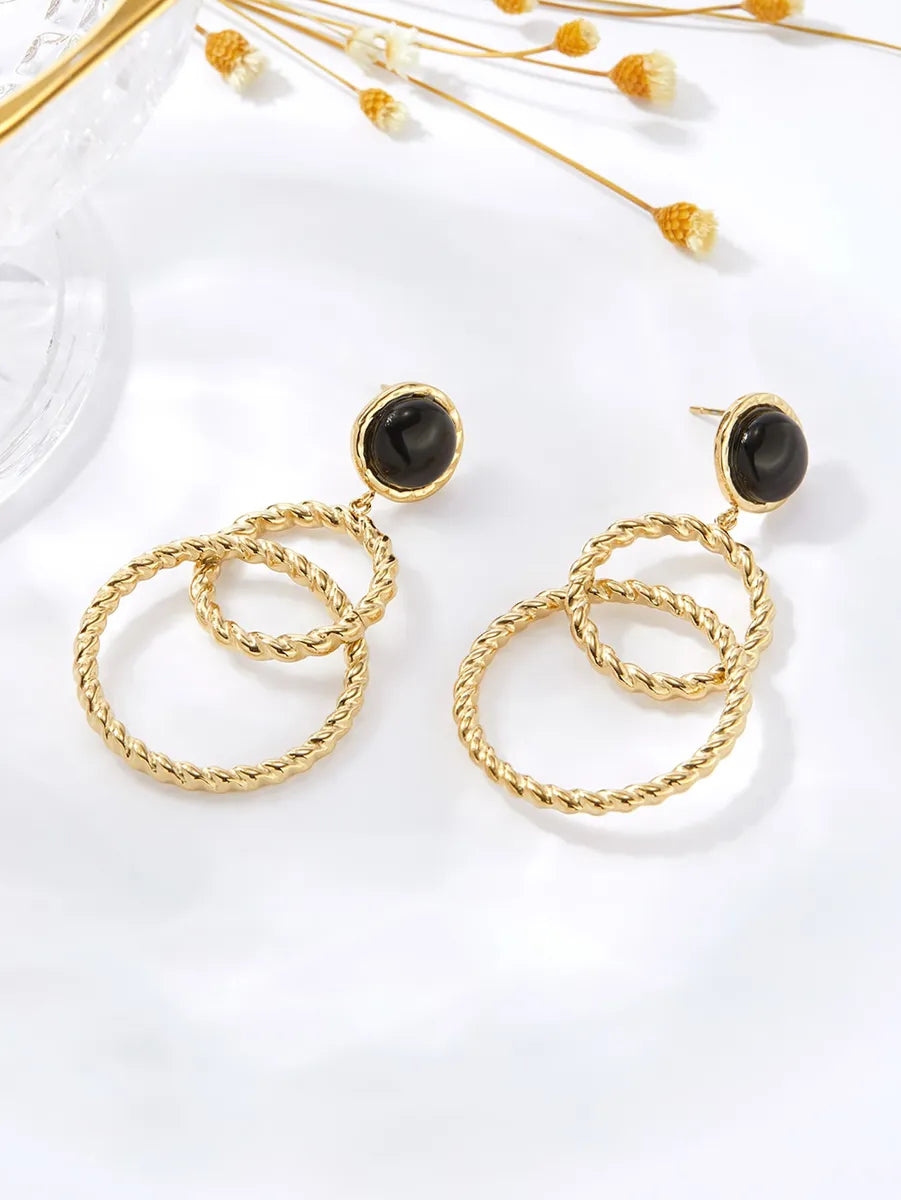 1 Pair Casual Circle Plating Stainless Steel 18k Gold Plated Drop Earrings