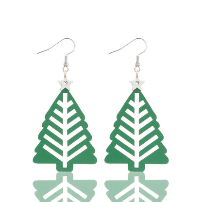 1 Pair Casual Classic Style Christmas Tree Pu Leather Drop Earrings