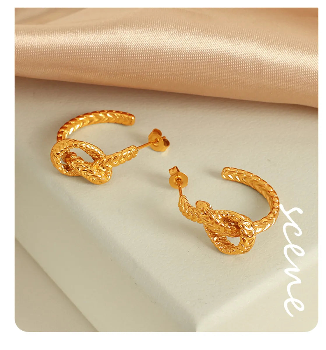 1 Pair Casual Classic Style Commute C Shape Knot Polishing 304 Stainless Steel 18K Gold Plated Ear Studs