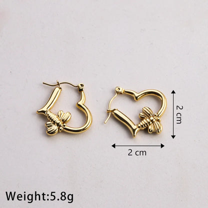 1 Pair Casual Classic Style Commute Heart Shape Twist Plating Stainless Steel Gold Plated Earrings