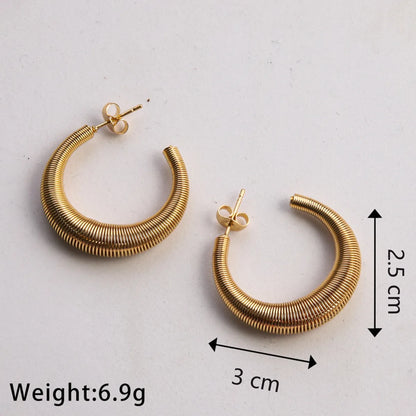 1 Pair Casual Classic Style Commute U Shape Geometric Solid Color Plating Stainless Steel Gold Plated Earrings