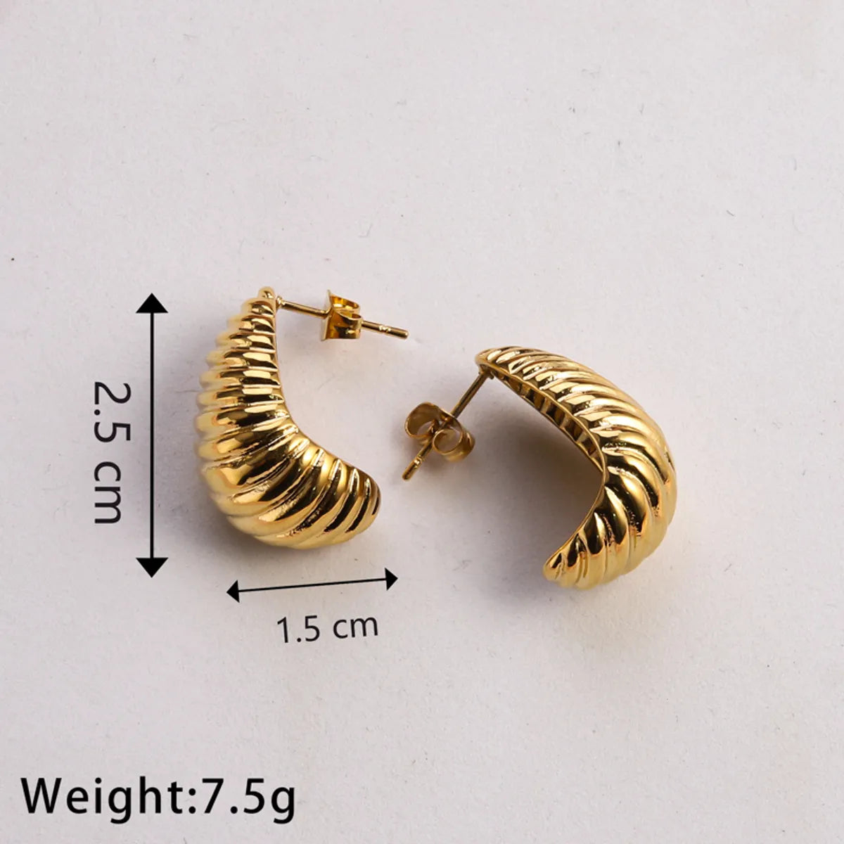 1 Pair Casual Classic Style Commute U Shape Plating Stainless Steel Gold Plated Earrings