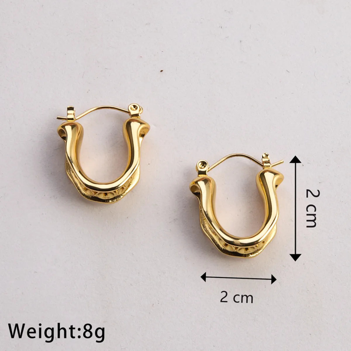 1 Pair Casual Classic Style Commute U Shape Plating Stainless Steel Gold Plated Earrings