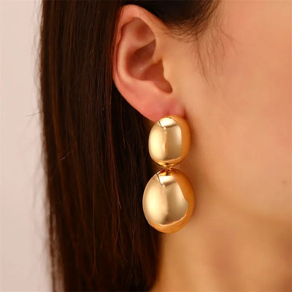 1 Pair Casual Classic Style Cool Style Oval Water Droplets Heart Shape Alloy Ear Studs
