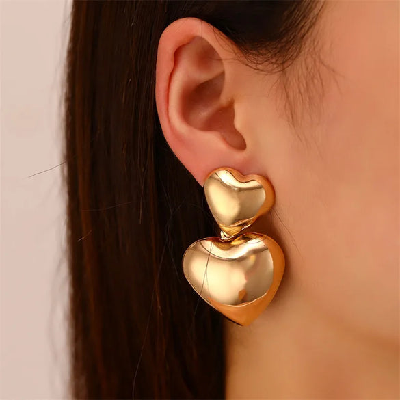 1 Pair Casual Classic Style Cool Style Oval Water Droplets Heart Shape Alloy Ear Studs