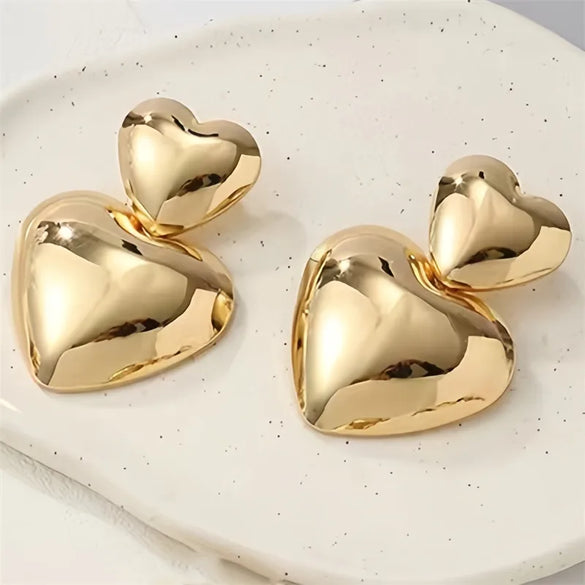 1 Pair Casual Classic Style Cool Style Oval Water Droplets Heart Shape Alloy Ear Studs