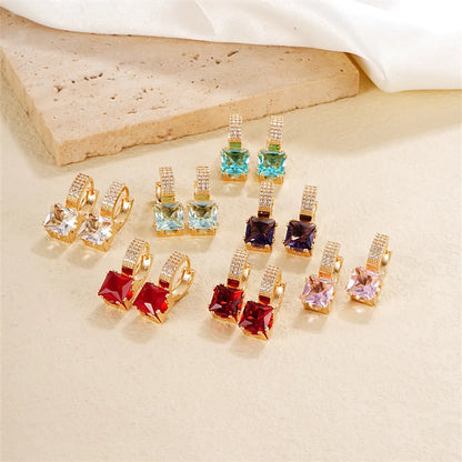 1 Pair Casual Classic Style Geometric Copper Zircon Drop Earrings