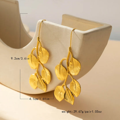 1 Pair Casual Classic Style Roman Style Asymmetrical Leaf Asymmetrical Plating Titanium Steel Drop Earrings