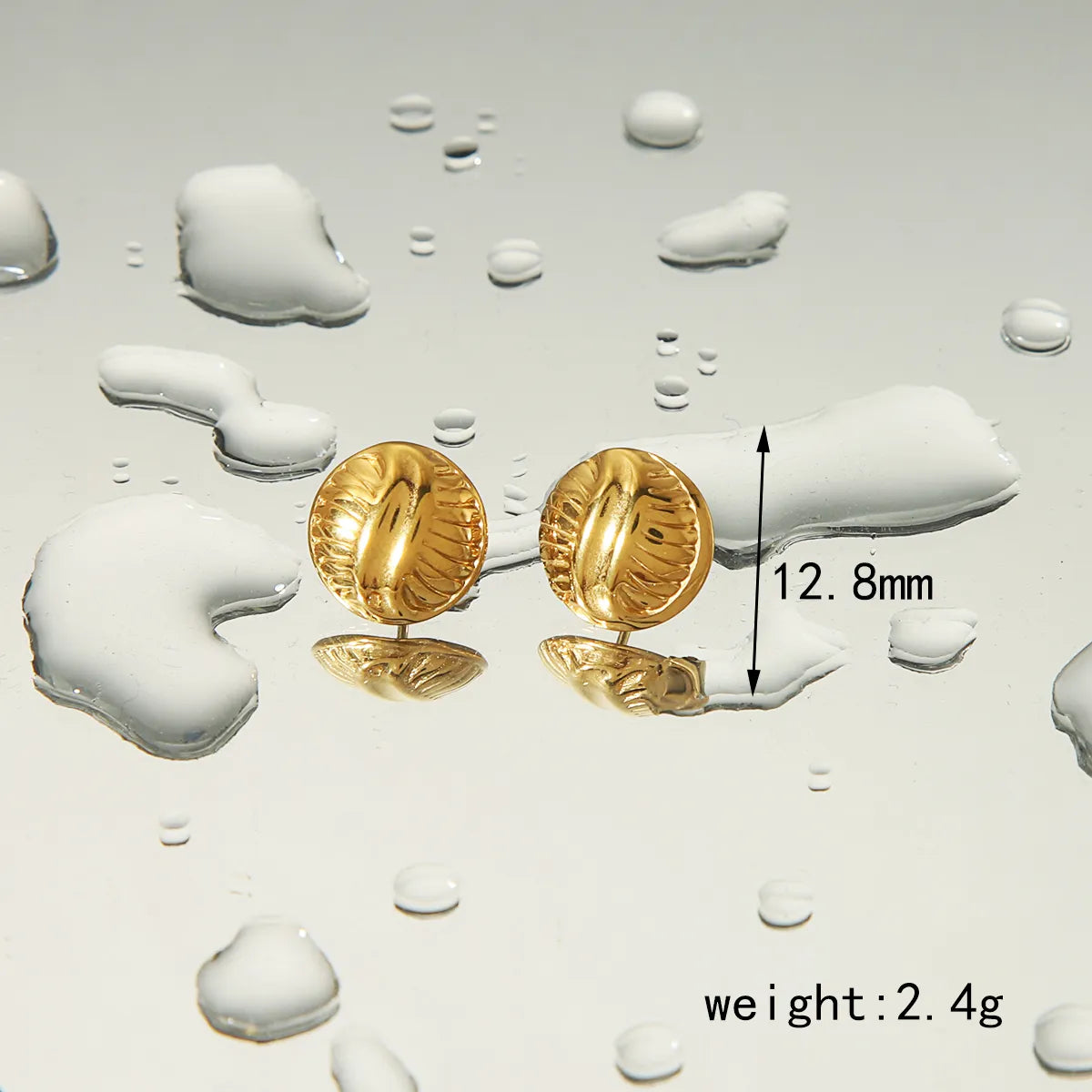 1 Pair Casual Classic Style Round 304 Stainless Steel 18K Gold Plated Ear Studs