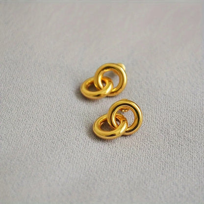 1 Pair Casual Classic Style Round Plating Stainless Steel Gold Plated Ear Studs