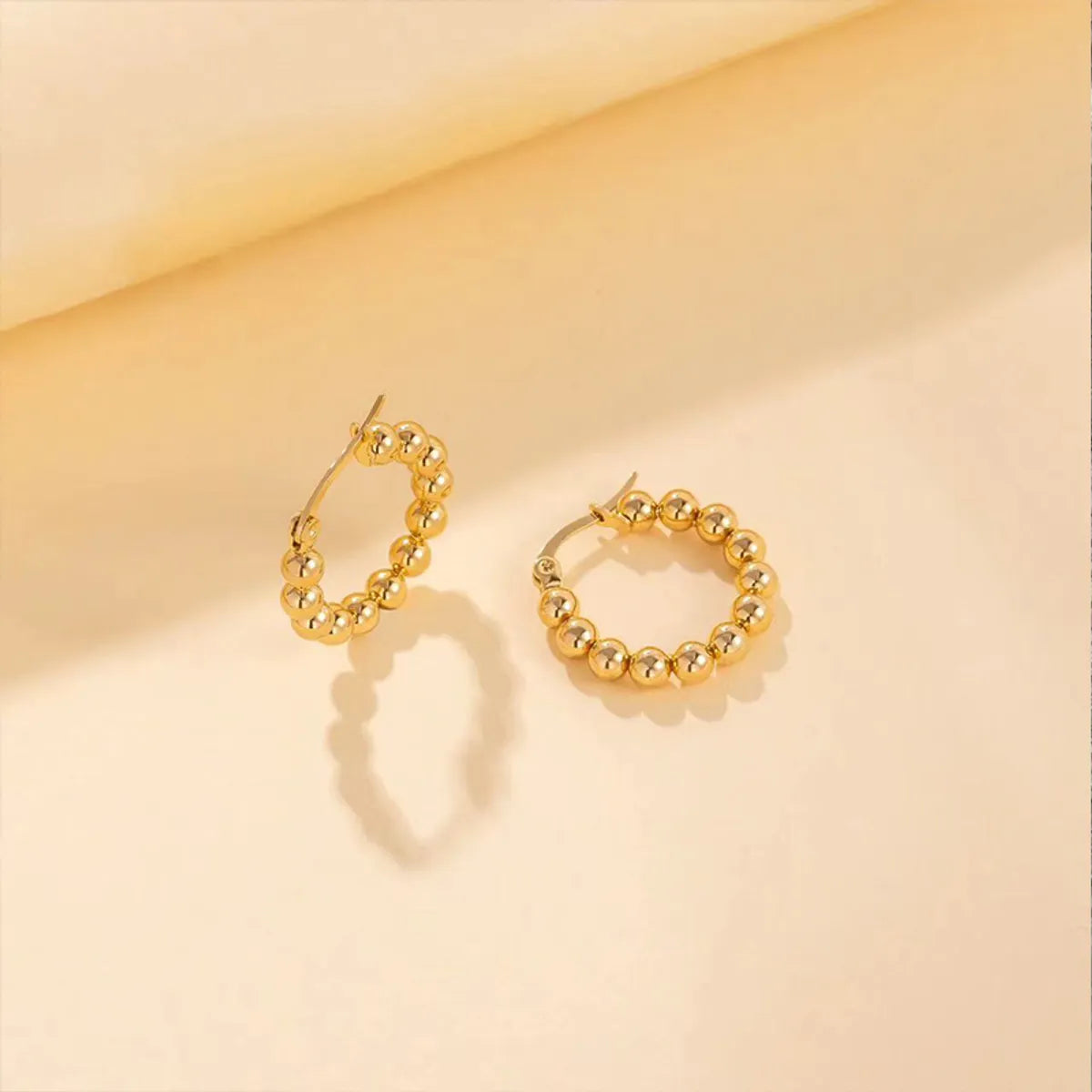 1 Pair Casual Classic Style Round Plating Stainless Steel Gold Plated Earrings