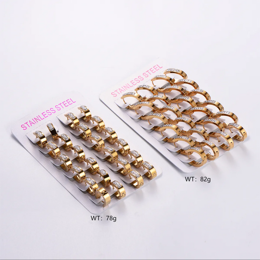 1 Pair Casual Classic Style Solid Color Plating Inlay Stainless Steel Rhinestones 18k Gold Plated Ear Clip