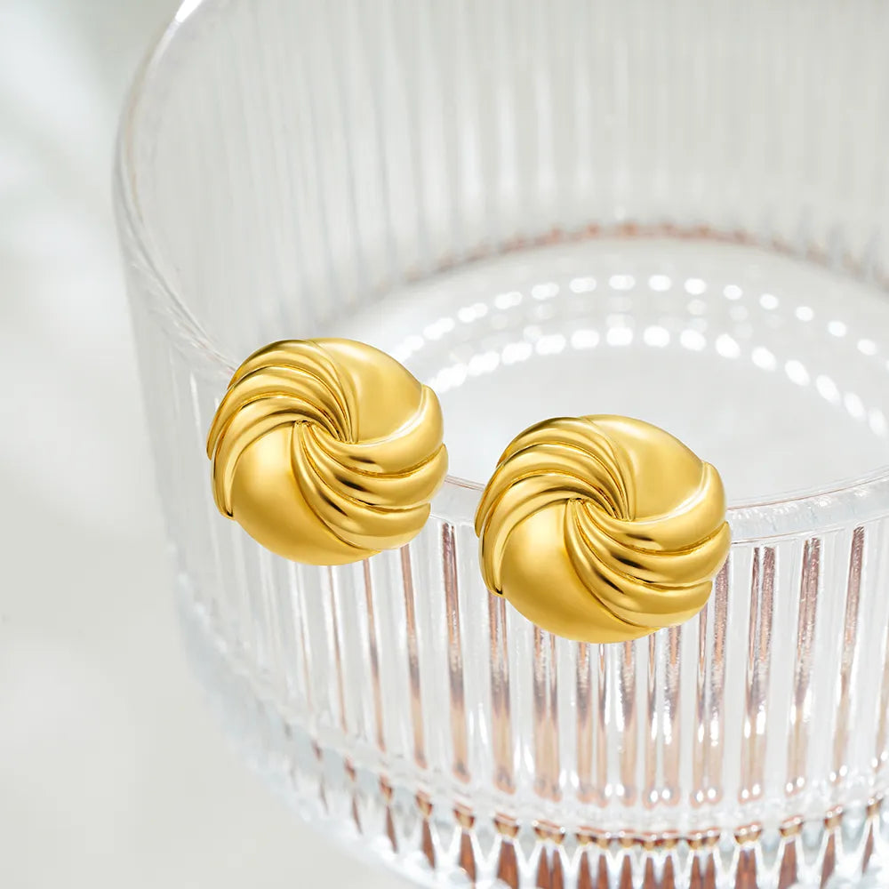 1 Pair Casual Classic Style Spiral Stripe Copper Ear Studs