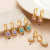1 Pair Casual Classic Style Square Inlay Copper Zircon Drop Earrings