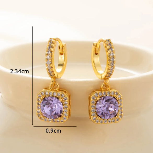 1 Pair Casual Classic Style Square Inlay Copper Zircon Drop Earrings