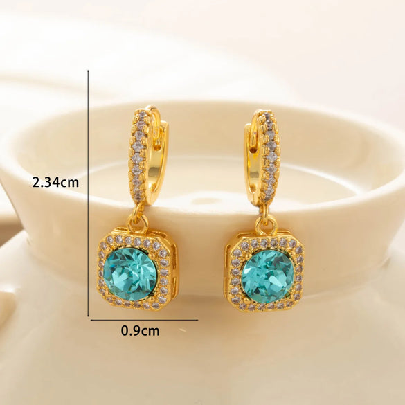 1 Pair Casual Classic Style Square Inlay Copper Zircon Drop Earrings