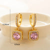 1 Pair Casual Classic Style Square Inlay Copper Zircon Drop Earrings