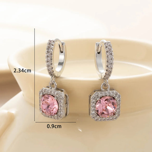 1 Pair Casual Classic Style Square Inlay Copper Zircon Drop Earrings