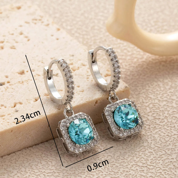 1 Pair Casual Classic Style Square Inlay Copper Zircon Drop Earrings