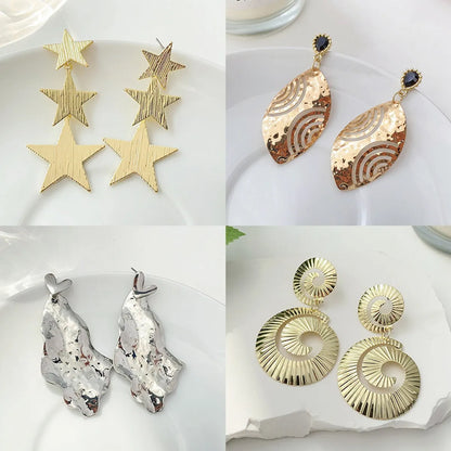 1 Pair Casual Classic Style Star Waves Plating Alloy Drop Earrings