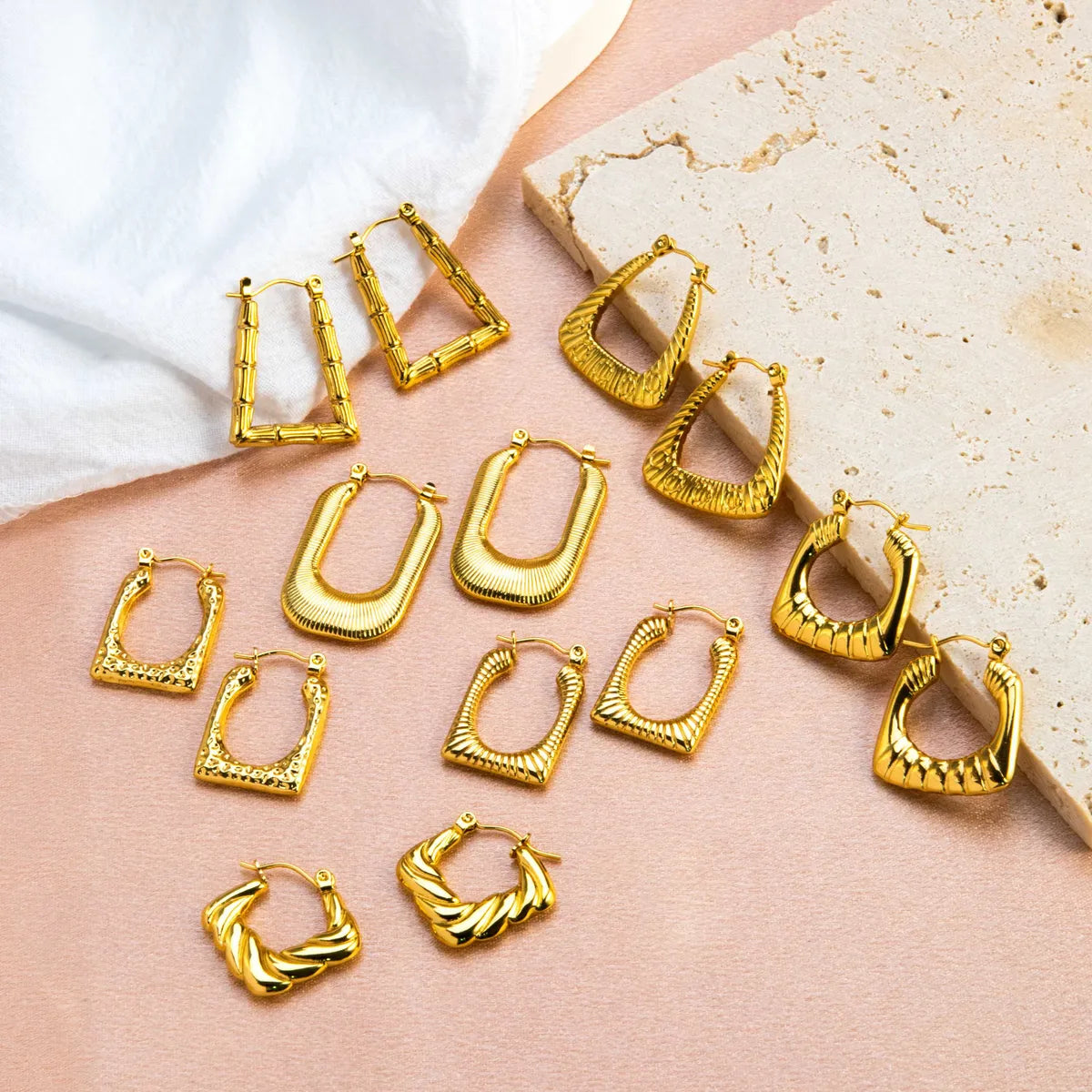 1 Pair Casual Classic Style U Shape Geometric Twist Plating Stainless Steel Gold Plated Earrings