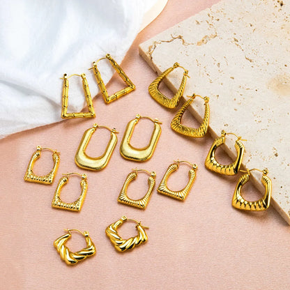 1 Pair Casual Classic Style U Shape Geometric Twist Plating Stainless Steel Gold Plated Earrings