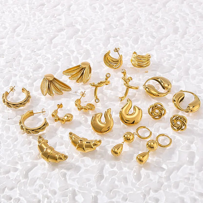 1 Pair Casual Classic Style Water Droplets Twist Polishing Plating Three-Dimensional 304 Stainless Steel 18K Gold Plated Ear Studs