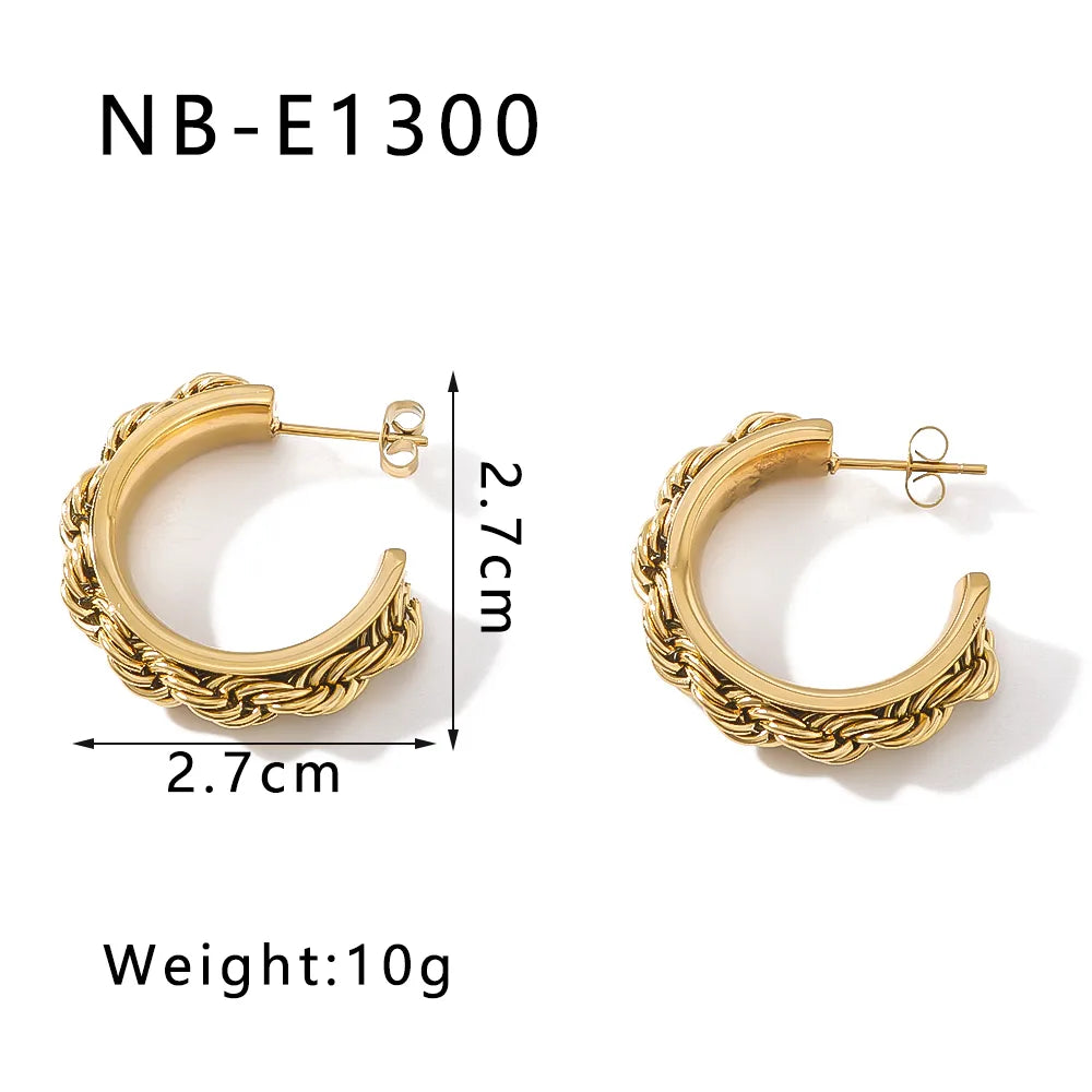 1 Pair Casual Classic Style Water Droplets Twist Polishing Plating Three-Dimensional 304 Stainless Steel 18K Gold Plated Ear Studs