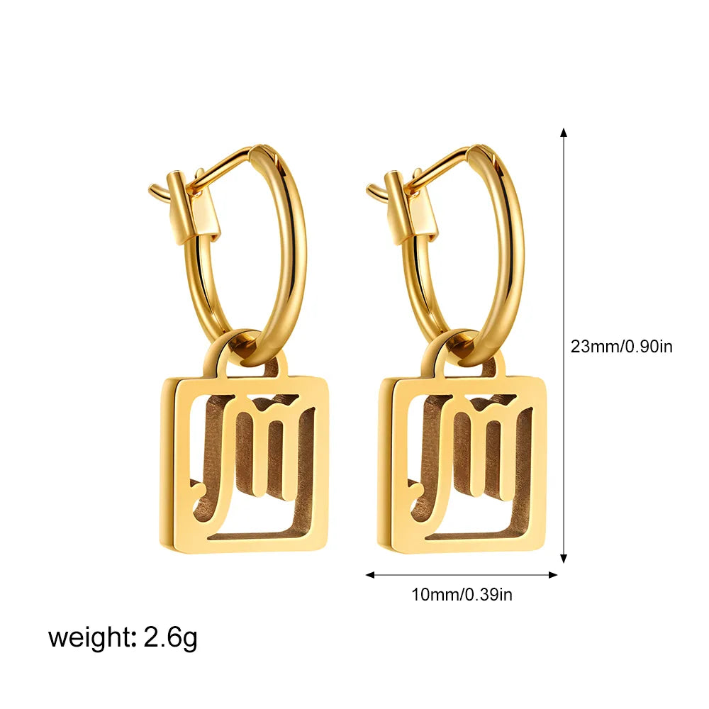 1 Pair Casual Classical Constellation Hollow Out 304 Stainless Steel Drop Earrings