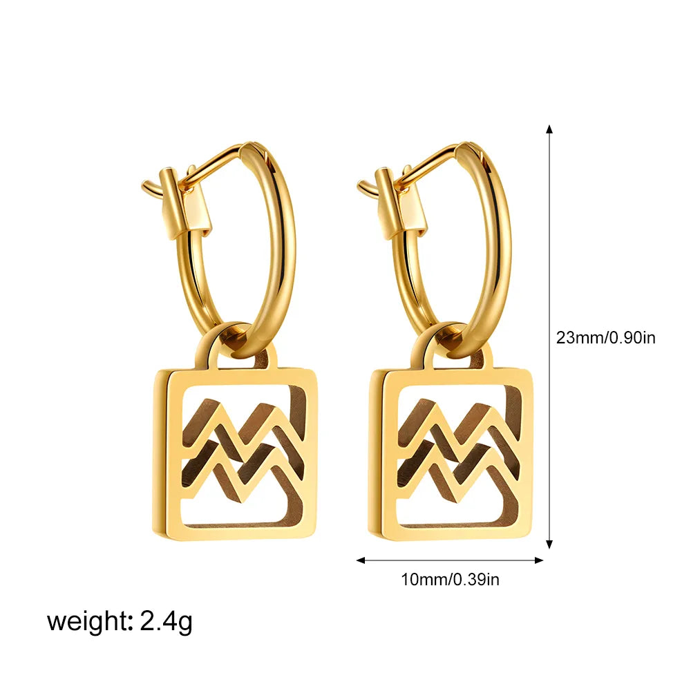 1 Pair Casual Classical Constellation Hollow Out 304 Stainless Steel Drop Earrings