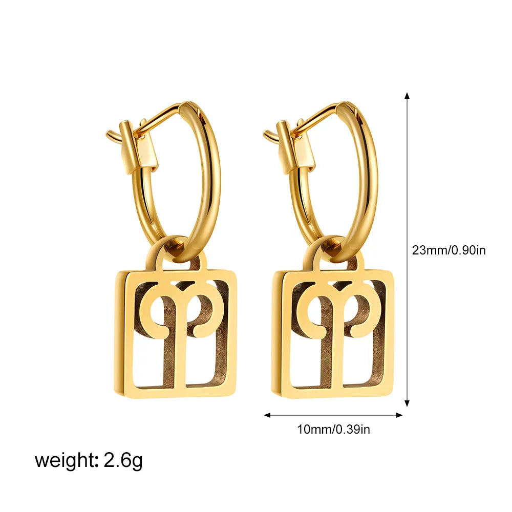 1 Pair Casual Classical Constellation Hollow Out 304 Stainless Steel Drop Earrings