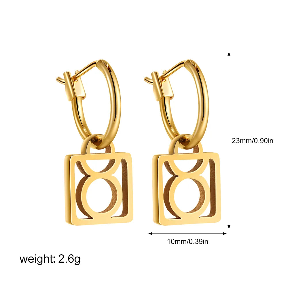 1 Pair Casual Classical Constellation Hollow Out 304 Stainless Steel Drop Earrings