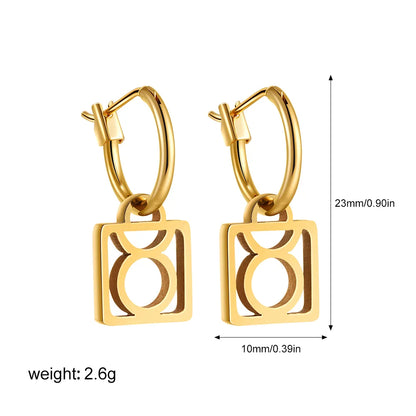 1 Pair Casual Classical Constellation Hollow Out 304 Stainless Steel Drop Earrings