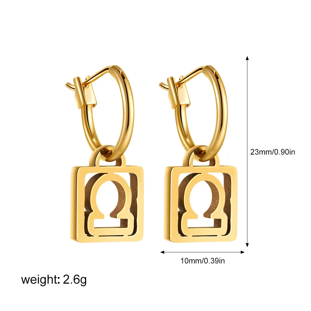 1 Pair Casual Classical Constellation Hollow Out 304 Stainless Steel Drop Earrings