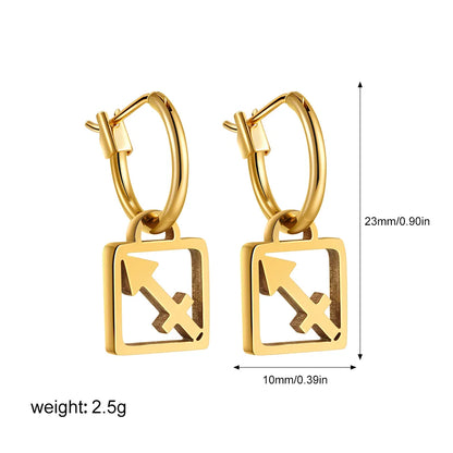 1 Pair Casual Classical Constellation Hollow Out 304 Stainless Steel Drop Earrings