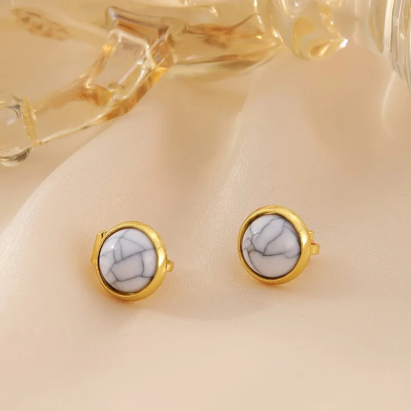 1 Pair Casual Classical Retro Round Plating Inlay Copper Turquoise 18K Gold Plated Ear Cuffs