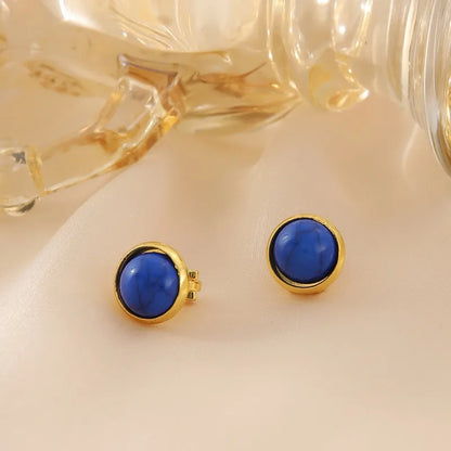 1 Pair Casual Classical Retro Round Plating Inlay Copper Turquoise 18K Gold Plated Ear Cuffs