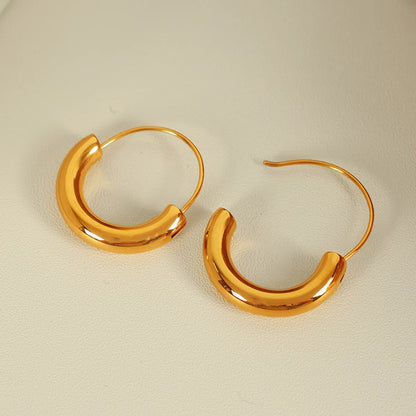 1 Pair Casual Commute IG Style Semicircle Polishing 304 Stainless Steel 18K Gold Plated Earrings