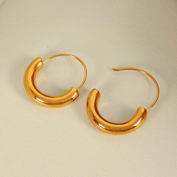 1 Pair Casual Commute IG Style Semicircle Polishing 304 Stainless Steel 18K Gold Plated Earrings